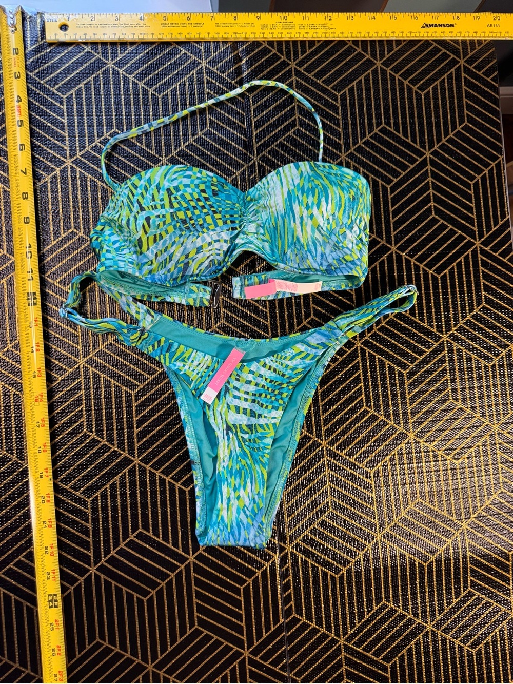 Victoria's Secret Teal & Green Printed Bikini Set
